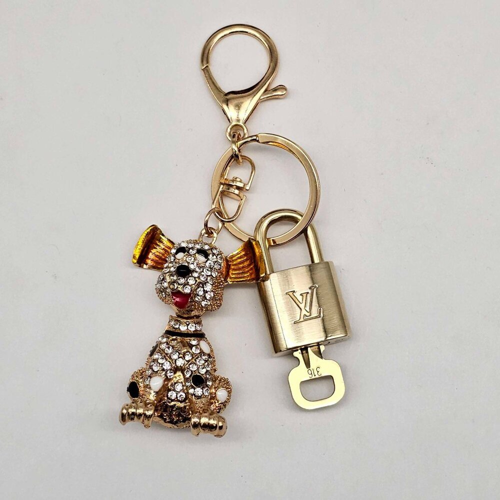 Authentic Louis Vuitton Gold Lock & Key ✨ Bag Charm Unbranded Dog Keychain